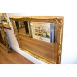 Rectangular gilt moulded bevel edged wall mirror, together with a smaller wall mirror