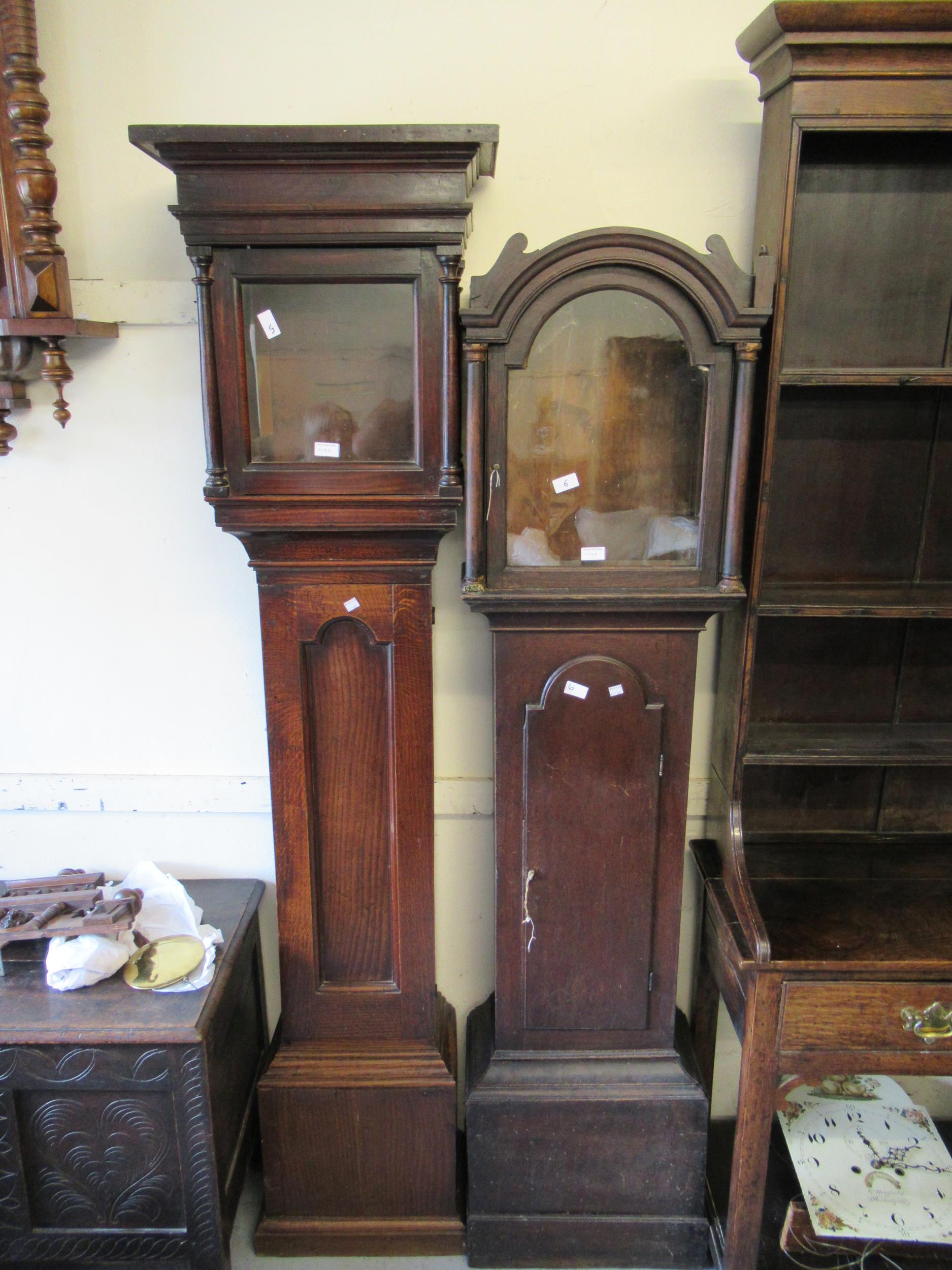 Group of three various George III longcase clock cases - Image 2 of 2