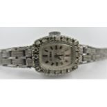 Ladies Le Monde 18ct white gold wristwatch with diamond set bezel, gross weight 30g