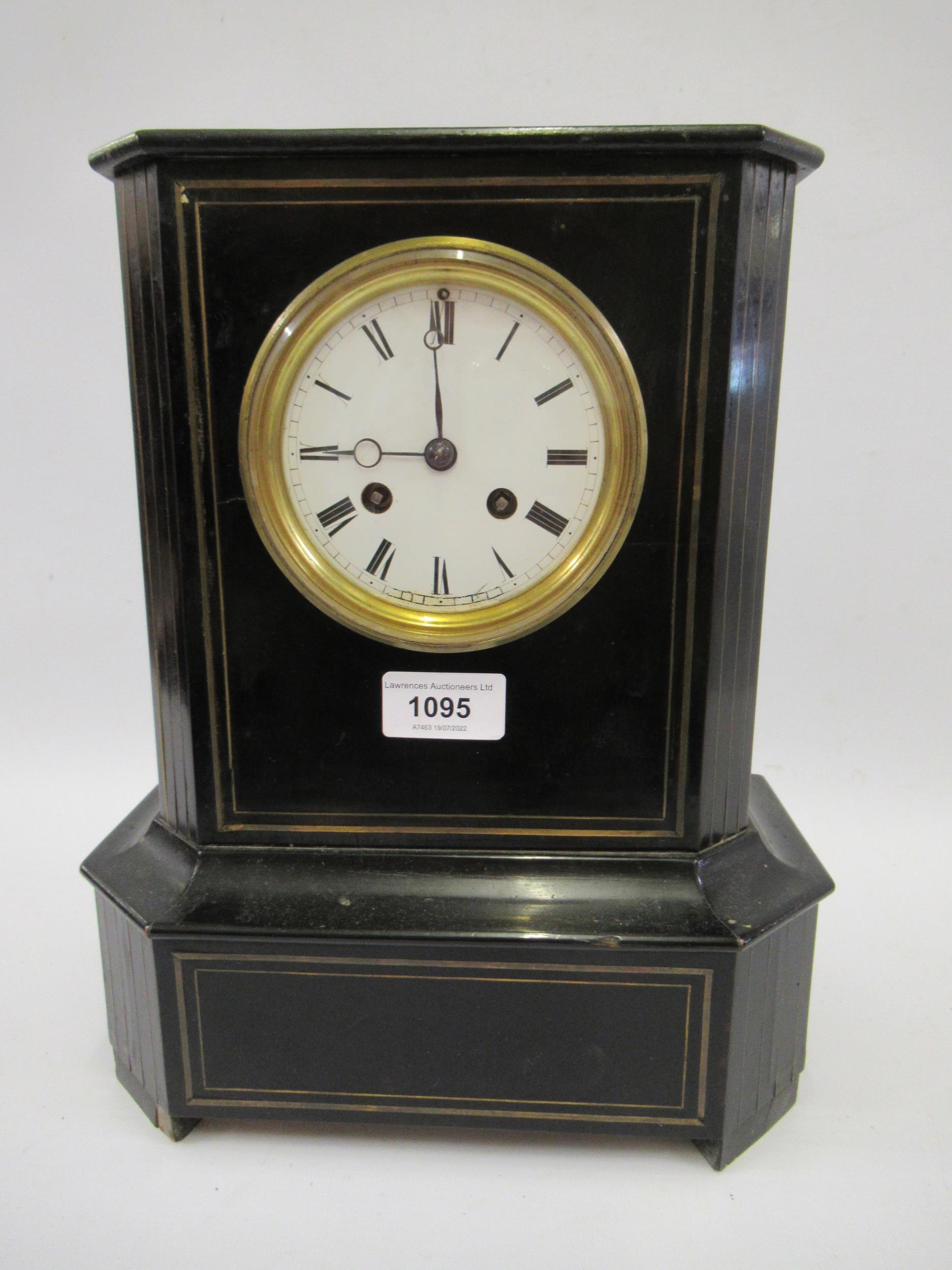 19th Century French ebonised two train mantel clock