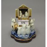 George Tinworth for Doulton Lambeth, figural group titled ' Play Goers ', family of mice at a