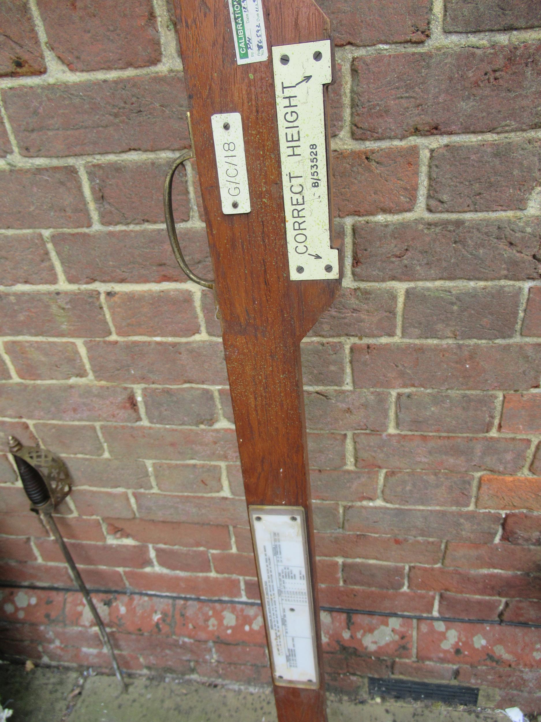 Large vintage wooden British Rail track gauge, approximately 7ft 6ins long - Image 2 of 2