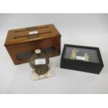 Late 19th / early 20th Century oak correspondence box with hinged lid and glazed panel front, an