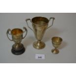 Three small silver trophy cups, 7.5 troy oz.