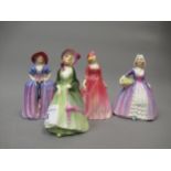 Royal Doulton miniature figure ' Rosamund ' M33, another ' Janette ' M75, another ' Patricia ' M28