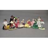 Group of fourteen various Royal Doulton figures ' The Balloon Man ' HN1954, ' Lavinia ' HN1955, '