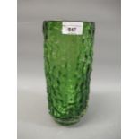 Rare Whitefriars meadow green ' Fluted Bark ' vase, 10.25ins high In good condition, no damage