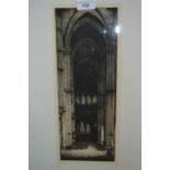 William Douglas Macleod, etching, church interior ' St. Nicolas Blois ', signed, 13.5ins x 5ins,