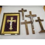 Collection of five various crucifixes