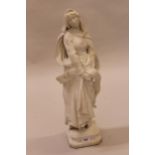 Late 19th / early 20th Century marble figure of a girl wearing a hooded cloak, carrying a banner