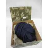 Philip Somerville for Harrods, ladies navy blue silk hat in original Harrods box together with a