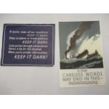 Small World War II propaganda poster designed by Norman Wilkinson, ' A Few Careless Words ......',