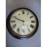 20th Century circular wall clock, the painted convex 12 inch dial with Roman numerals single train