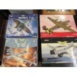Group of four large Corgi models, JU52, B24, B52 and 1:32 scale Spitfire Various losses to all