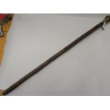 Late 19th / early 20th Century Japanese carved Malacca walking stick, 35ins long approximately