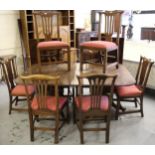 Harlequin set of eight George III mahogany dining chairs with pierced splat backs, drop-in seats and