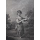 Antique gilt framed black and white print ' Lavinia ' by Bartolozzi after Gainsborough, together