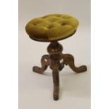 Victorian button upholstered swivel seat piano stool