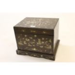 Small 19th Century Chinese hardwood and mother of pearl inlaid box with hinged cover (