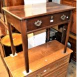 George III mahogany side table, the moulded top above a single drawer, 30.5ins wide together with