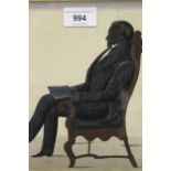 19th Century maplewood framed silhouette portrait of a seated gentleman