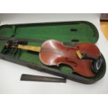 Violin in a wooden fitted case 56cm overall