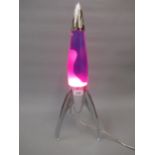 Glass and chromium plated rocket lava lamp by Mathmos