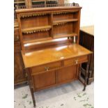 Small late 19th Century walnut Aesthetic desk, the galleried top with open adjustable shelves