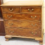 George III mahogany straight front chest, the moulded top above two short and three long graduated