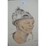 Sam Preston, watercolour, head and shoulder portrait of a man, signed, 16ins x 11ins