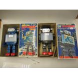 Two Horikawa Japanese plastic robots, Super Explorer and TV Spaceman, in original boxes