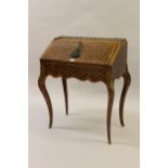 19th Century French marquetry inlaid ormolu mounted bureau de dame, the galleried top above a fall