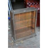 Late 20th Century oak wall cabinet with three glass shelves (at fault), 27ins high x 23ins wide x