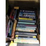 Box containing a collection of mainly World War II aviation related books, most signed by the