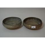 Two oriental white metal circular bowls, 10oz