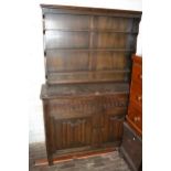 Reproduction oak dresser with shelf back