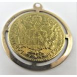Austrian one Ducat gold coin in gold mount