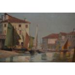 Oil on panel, a Venice backwater, signed ' Giozi ' ?, 10ins x 14ins