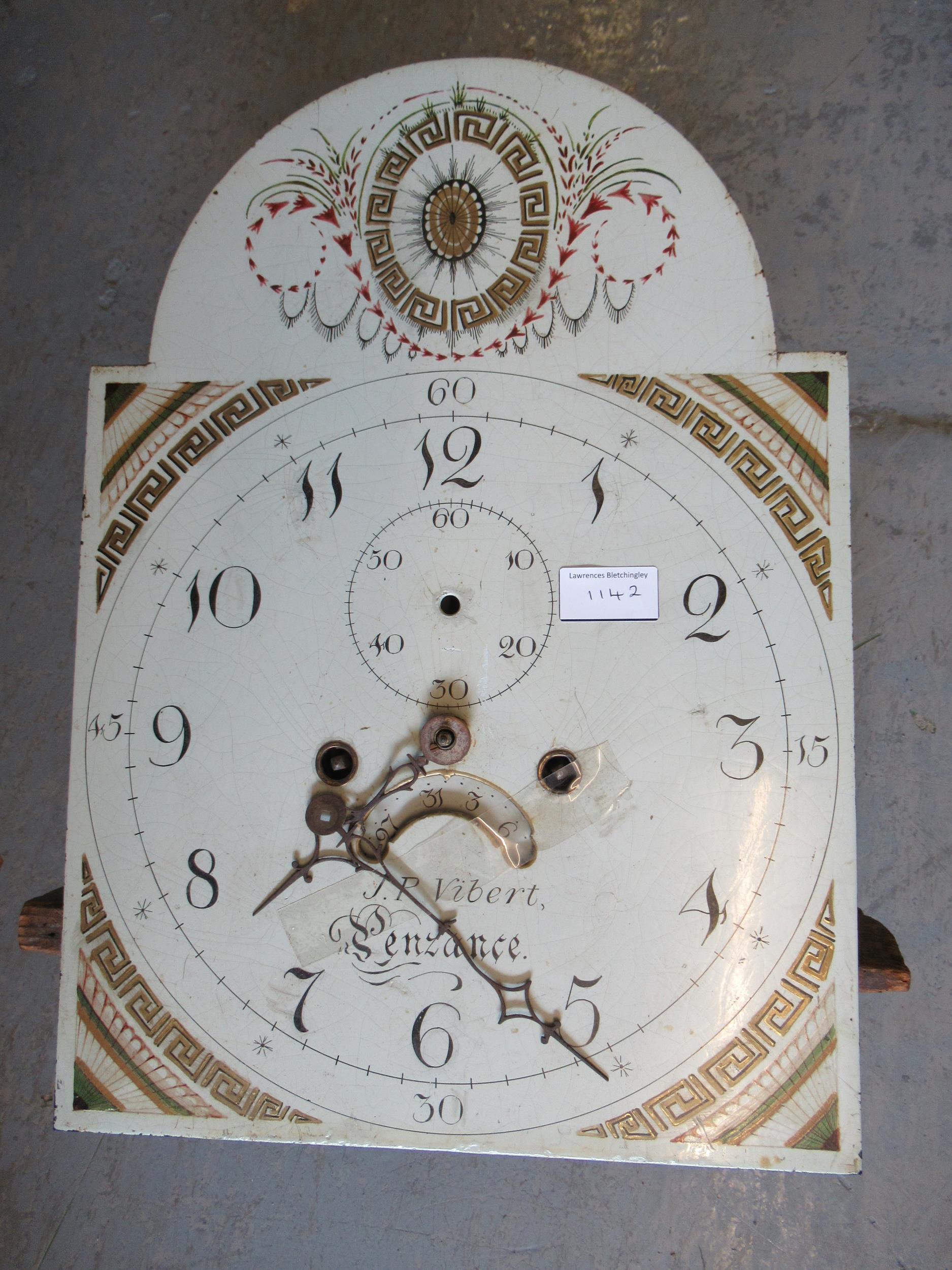 George III 13in painted dial eight day clock movement by H. Hobgood of Ledbury, together with an - Image 2 of 4