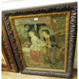 Large 19th Century Berlin woolwork picture, lovers before a well, 30ins x 22ins, signed and dated