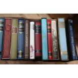 Two boxes containing a collection of various folio society books, all with slip cases