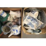 Quantity of blue and white transfer printed dinner and teaware and other ceramics