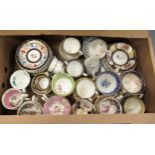 Quantity of various 19th Century cups and saucers Generally in good condition - one broken cup and