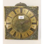 18th Century clock movement, the 10in brass dial inscribed Thomas Beall, Mayfield with a thirty hour