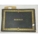 Black leather gilt tooled photograph album of Norway photographs from Poultons Series (at fault)