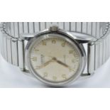 Mid 20th Century Vertex wristwatch with stainless steel case, champagne dial, gilt Arabic