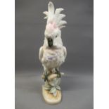 Large Royal Dux porcelain figure of a cockatoo, 16ins high