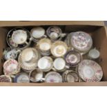 Quantity of various 19th Century cups and saucers Generally in good condition - one cup broken and