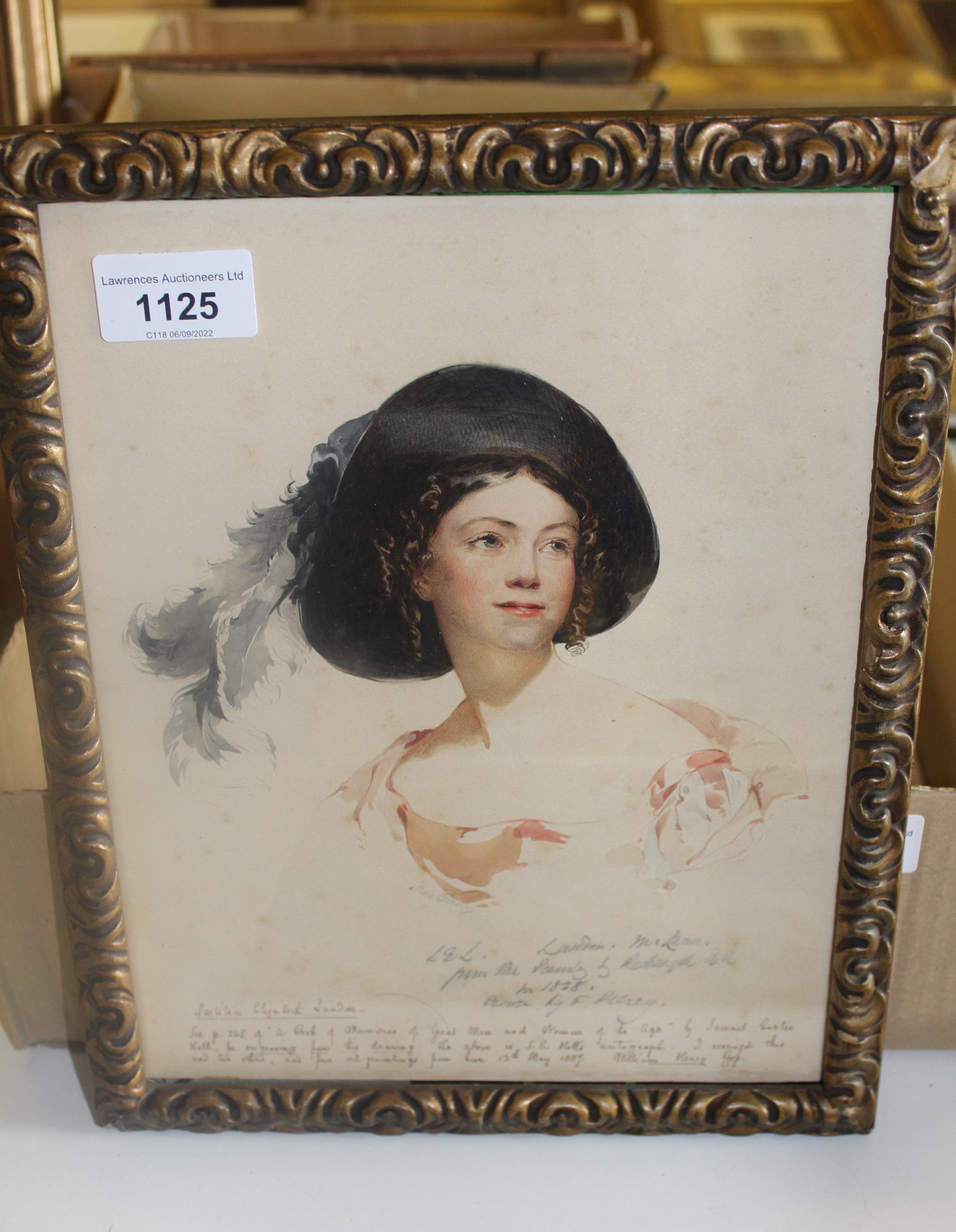 Fred Piercy, signed 19th Century watercolour, portrait of a young lady with a feathered hat, - Image 2 of 6