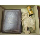 19th Century leather bound musical photograph album, together with a Mauchline ware spill vase and